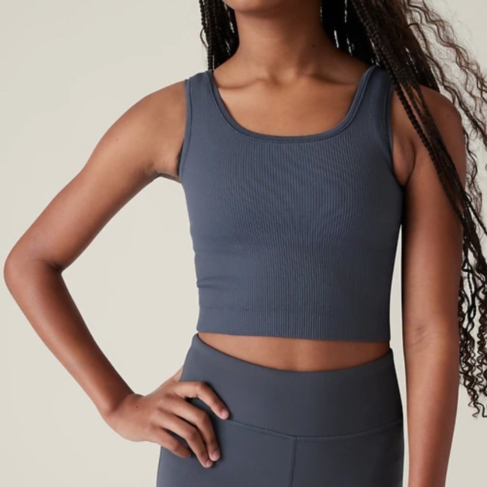 NWT - Athleta Girl Rise Above Rib Tank - Blue
